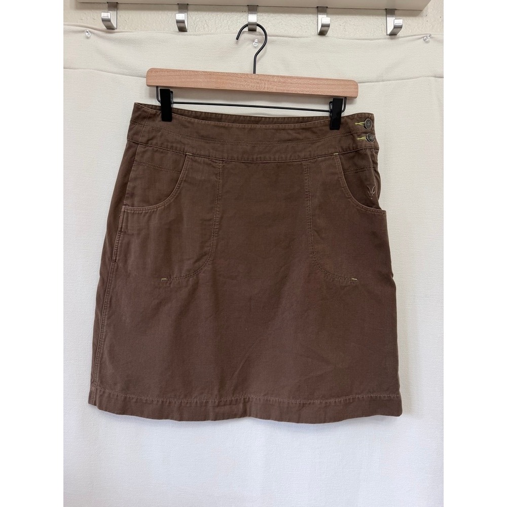 Ibex Organic Cotton Brown Utility Mini Skirt Sustainable Outdoor Size 8